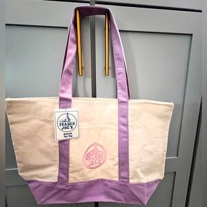 #3 Spring 2026 limited edition - Lavender Large Canvas Tote Bag Trader Joe's NEW